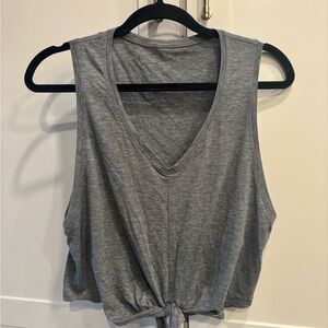 Lululemon Gray Sleeveless Cotton Tank; tie front